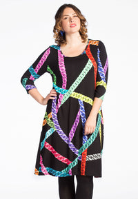 Dress NEON CHAINS A-line - black - #2