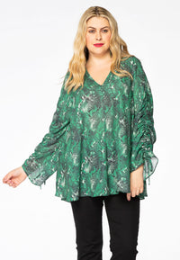 Blouse met gerimpelde mouw SNAKEBlouse wide SNAKE - green - #1