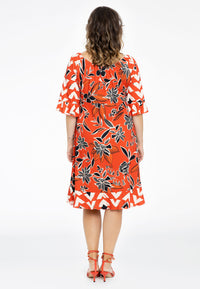 Dress wide neck MIX PRINT - red - #3