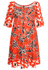 Dress wide neck MIX PRINT - red - #4
