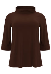 Shirt A-line turtle neck DOLCE - brown - #4
