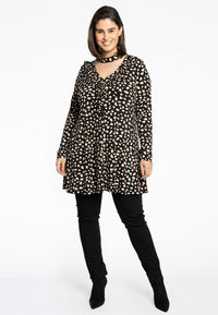 Tunic V frill wide bottom STONES - black - #2