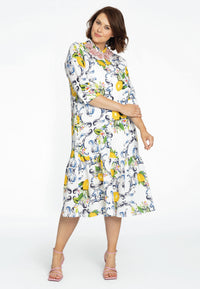 Dress ruffled bottom LEMON - white - #1