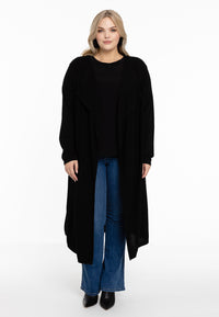 Cardigan drape neck cashmere - black - #2