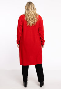Cardigan drape neck cashmere - red - #3