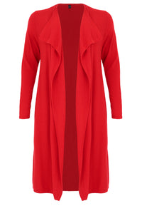 Cardigan drape neck cashmere - red - #4