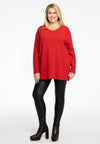 Trui met v-hals cashmere - lichtrood