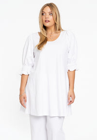 Tunic wide bottom cuff COTTON - white - #1