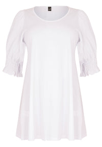 Tunic wide bottom cuff COTTON - white - #4