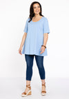 Tunic flare short sl cotton - bleu clair
