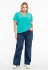 T-shirt double col en v dolce - Turquoise