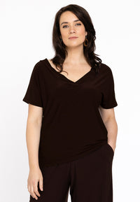 T-shirt double col en V DOLCET-shirt v-neck DOLCE - brown - #1