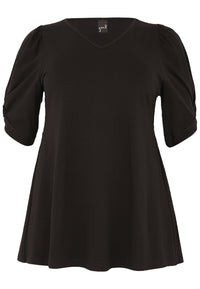 Tunic flare puff sleeve COTTON - black - #4