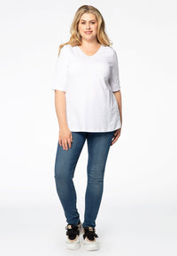 T-shirt v-neck relax fit COTTON - white - #2