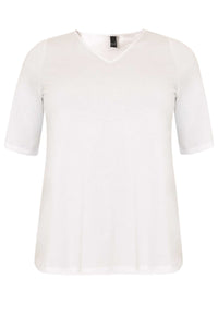 T-shirt v-neck relax fit COTTON - white - #4