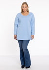 Tunique boutonnée flare cotton - bleu clair