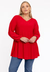 Tunic wide bottom V-neck Dolce - red