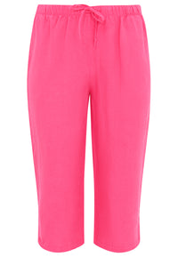 Cropped trousers waist cord LINEN - pink - #2