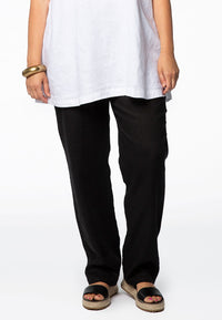 Trousers waist cord LINEN - black - #1