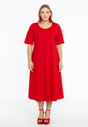 Robe long avec manches courtes cotton - Rouge