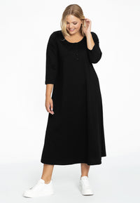 Long A-line dress COTTON - black - #2