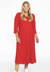 Long A-line dress COTTON - red - #1