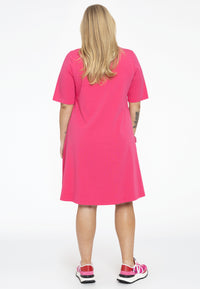 Dress A-line buttons COTTON - pink - #3
