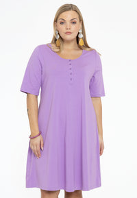Dress A-line buttons COTTON - light purple - #1