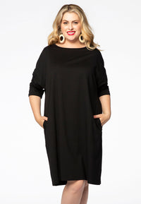 Midi dress pockets COTTON - black - #1