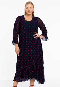Dress Long Ruffle DOTS - blue - #2