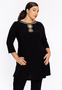 Tunic wide bottom beads DOLCE - black - #1