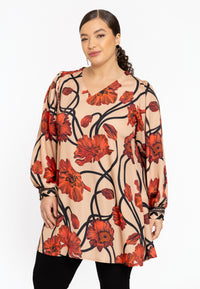 Tunic wide bottom PAPAVERO - red - #1