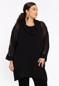 Tunic with collar CHIFFON - black - #1