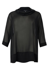Tunic with collar CHIFFON - black - #4