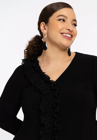 Tunic wide bottom plisse tape DOLCE - black - #5