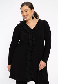 Tunic wide bottom plisse tape DOLCE - black - #1