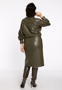 Pencil skirt FAUX LEATHER - light green - #2