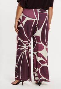 Trousers loose FLORAL MERLOT - dark red - #5