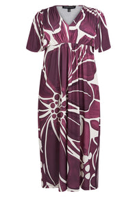 Dress V-neck FLORAL MERLOT - dark red - #5