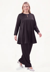 Tunic wide bottom SATIN - black - #1