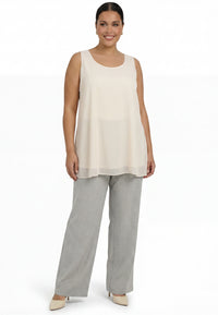 Trousers straight PINSTRIPE - grey - #1