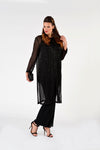 Jacket long beading silk - black - #1
