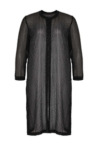Jacket long beading silk - black - #4