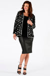 Jacket beaded v-neck short - black - #1