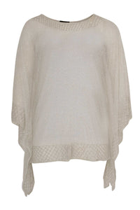 Tunic square net beaded border - white - #4