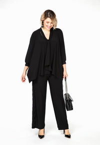 Blouse scarf lace cuff DOLCE - black - #1
