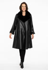 Coat fur collar LEATHER - black - #1