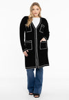 Cardigan contrast piping - black