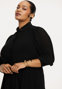 Chemisier plissé à manches bouffantesBlouse plissé puffsleeve - black - #1