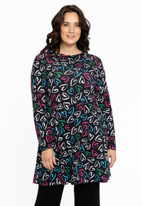 Tunic wide bottom collar HEARTS - black - #2